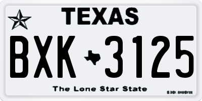 TX license plate BXK3125