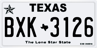 TX license plate BXK3126
