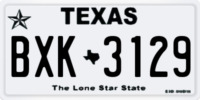 TX license plate BXK3129