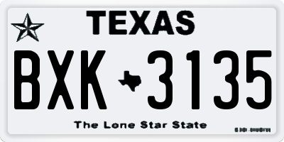 TX license plate BXK3135