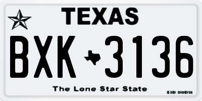 TX license plate BXK3136