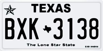 TX license plate BXK3138