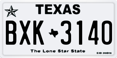 TX license plate BXK3140