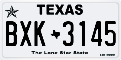 TX license plate BXK3145