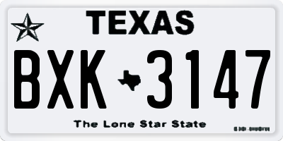 TX license plate BXK3147
