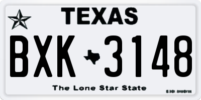 TX license plate BXK3148