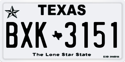 TX license plate BXK3151