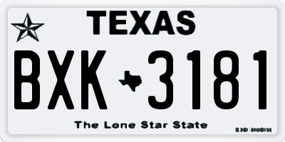 TX license plate BXK3181