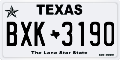 TX license plate BXK3190