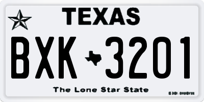 TX license plate BXK3201