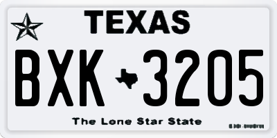 TX license plate BXK3205