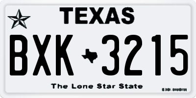 TX license plate BXK3215