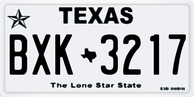 TX license plate BXK3217