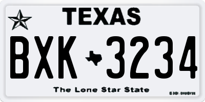 TX license plate BXK3234