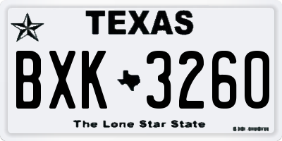 TX license plate BXK3260
