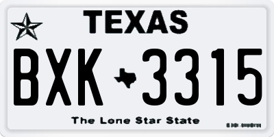 TX license plate BXK3315