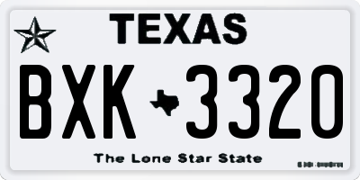 TX license plate BXK3320