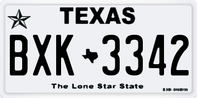 TX license plate BXK3342