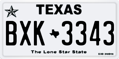 TX license plate BXK3343