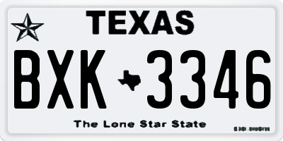 TX license plate BXK3346