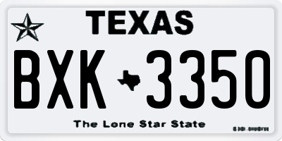 TX license plate BXK3350