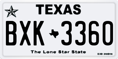 TX license plate BXK3360
