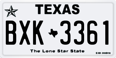 TX license plate BXK3361