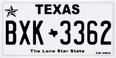 TX license plate BXK3362