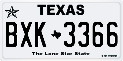 TX license plate BXK3366