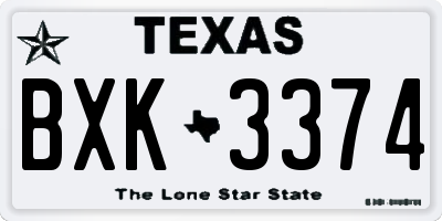 TX license plate BXK3374