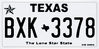 TX license plate BXK3378