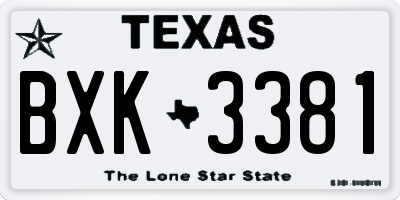 TX license plate BXK3381