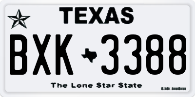 TX license plate BXK3388