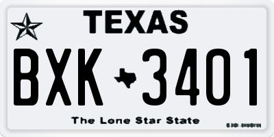 TX license plate BXK3401