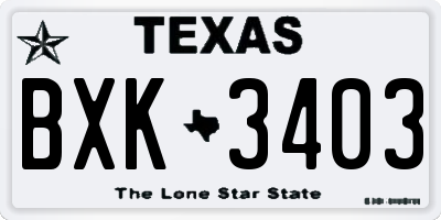 TX license plate BXK3403