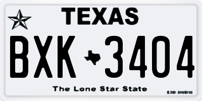 TX license plate BXK3404