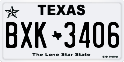 TX license plate BXK3406