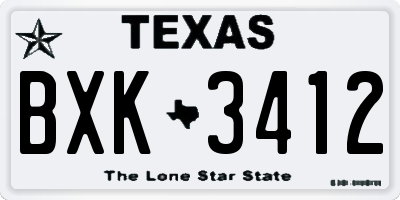 TX license plate BXK3412
