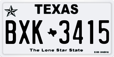 TX license plate BXK3415
