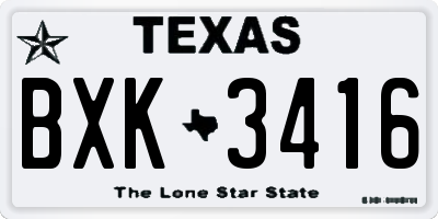 TX license plate BXK3416