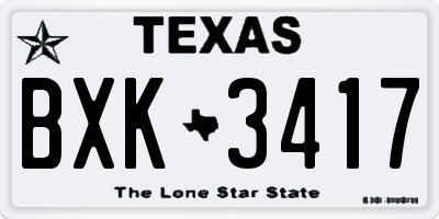 TX license plate BXK3417