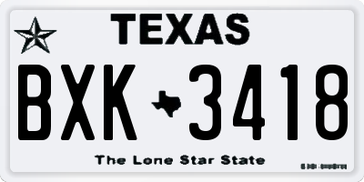 TX license plate BXK3418