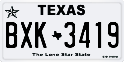 TX license plate BXK3419