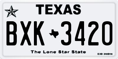 TX license plate BXK3420