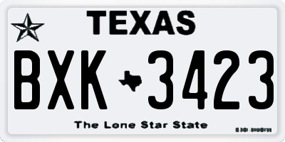 TX license plate BXK3423