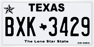 TX license plate BXK3429