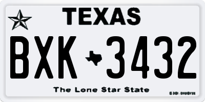 TX license plate BXK3432