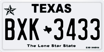 TX license plate BXK3433
