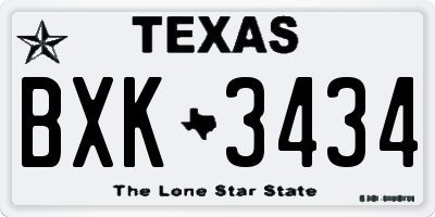 TX license plate BXK3434