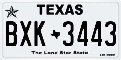 TX license plate BXK3443